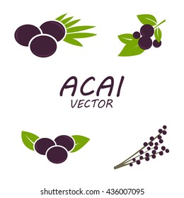 Vector Acai icons set on white background