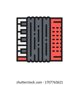 acordeón vectorial, icono de línea plana bayan.