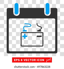 Vector Accumulator Calendar Day EPS vector pictogram. Illustration style is flat iconic bicolor blue and gray symbol on a transparent background.