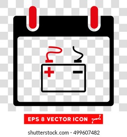 Vector Accumulator Calendar Day EPS vector pictograph. Illustration style is flat iconic bicolor intensive red and black symbol on a transparent background.