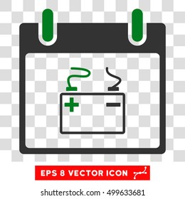 Vector Accumulator Calendar Day EPS vector pictograph. Illustration style is flat iconic bicolor green and gray symbol on a transparent background.