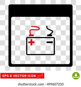 Vector Accumulator Calendar Page EPS vector pictograph. Illustration style is flat iconic bicolor intensive red and black symbol on a transparent background.