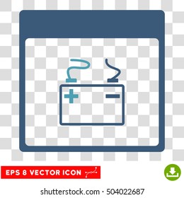Vector Accumulator Calendar Page EPS vector icon. Illustration style is flat iconic bicolor cyan and blue symbol on a transparent background.