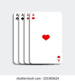 Vector ace playing card set on gray background