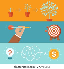 Vector achievement and realization concepts in flat style - achieving goals and success abstract illustrations