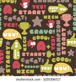 Vector Achievement school Labels seamless pattern.