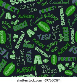 Vector Achievement school Labels seamless pattern.