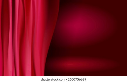Vector ackground with luxurious red velvet theater curtain, perfect for a movie theater grand opening banner or as a background for award ceremony announcements