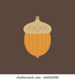 Vector acorn icon, flat design