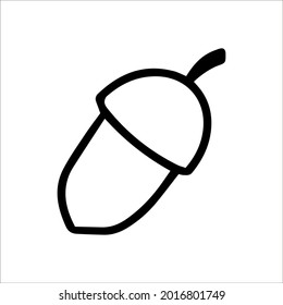 Vector acorn, oak fruit isolated on white background icon. Illustration for seasonal design, textile, decoration kids playroom or greeting card, autumn and halloween. Hand drawn prints and doodle. 