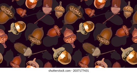 Vector acorn seamless colorful background