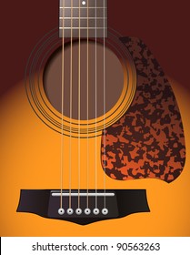 vector acoustic guitar closeup illustration, raster version available