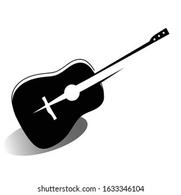 Vector Acoustic Guitar, Icon vector, Black musical instrument