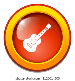 vector acoustic guitar - icon, music notes isolated. music instruments silhouette