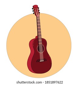Vector acoustic guitar | Vector illustration of  red guitar  
