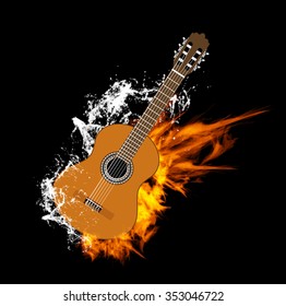 Vector Acoustic Guitar on Fire and Water