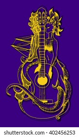 Vector acoustic guitar print