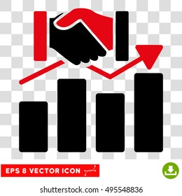 Vector Acquisition Graph EPS vector pictograph. Illustration style is flat iconic bicolor intensive red and black symbol on a transparent background.