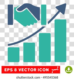 Vector Acquisition Growth EPS vector pictogram. Illustration style is flat iconic bicolor cobalt and cyan symbol on a transparent background.