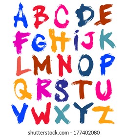 Vector Acrylic Brush Style Bold Hand Drawn Colorful Calligraphy Font