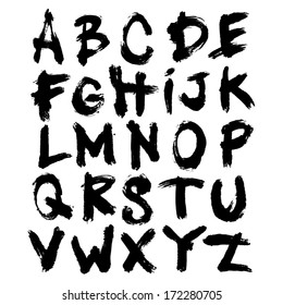 Vector Acrylic Brush Style Grungy Street Hand Drawn Alphabet Font