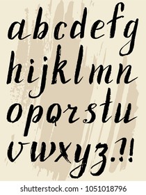 Vector Acrylic Brush Style Hand Drawn Alphabet Font. Calligraphy alphabet on a textural background.