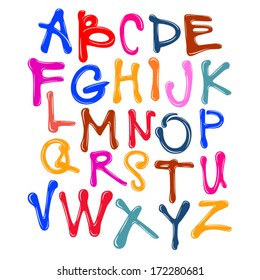 Vector Acrylic Brush Style Hand Drawn Vibrant Colorful Calligraphy Alphabet Typeface Font