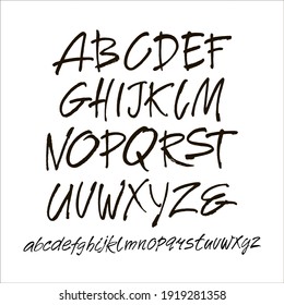 Vector Acrylic Brush Style Hand Drawn Alphabet Font. Calligraphy Alphabet On A White Background. Ink Hand Lettering.