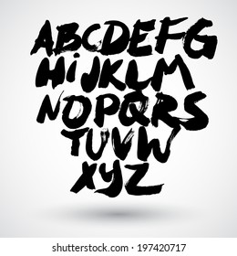 Vector Acrylic Brush Style Hand Drawn Alphabet Font