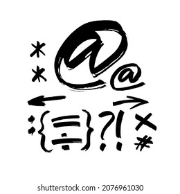Vector Acrylic Brush Style Hand Drawn Alphabet Font. Calligraphy alphabet on a black background