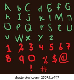 Vector Acrylic Brush Style Hand Drawn Alphabet Font
