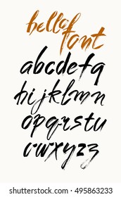 Vector Acrylic Brush Style Hand Drawn Alphabet Font. Calligraphy alphabet on a white background