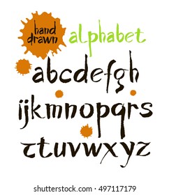Vector Acrylic Brush Style Hand Drawn Alphabet Font. Calligraphy alphabet on a white background