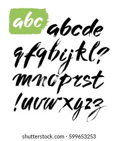 Vector Acrylic Brush Style Hand Drawn Alphabet Font. Calligraphy alphabet on a white background