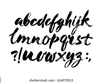 Vector Acrylic Brush Style Hand Drawn Alphabet Font. Calligraphy alphabet on a white background