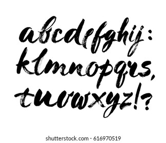 Vector Acrylic Brush Style Hand Drawn Alphabet Font. Calligraphy alphabet on a white background
