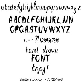 Vector Acrylic Brush Style Hand Drawn Alphabet Font