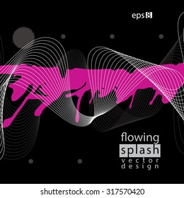 Punto abstracto de contraste acrílico vectorial, elemento de diseño pintado con pincel. Ilustración aérea gráfica creativa inky escaneada y rastreada. Elemento visual con líneas fluidas.