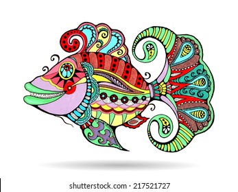 Vector acrylic exotic fish isolated on white background, colorful element for you design. Sea life.