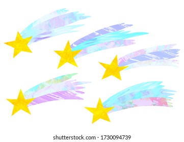 Vector acrylic illustration of shooting star. Hand-drawn texture.
