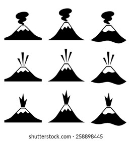 vector active erupting volcano pictograms