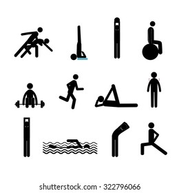 vector active lifestyle stick man set