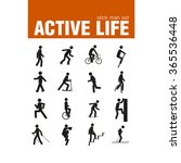 vector active vehicle stick man set