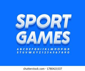 Vector activity banner Sport Games. 3D Modern Font. White Alphabet Letters and Numbers for Advertising