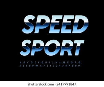 Vector activity icon Speed Sort with glossy silver Font. Metallic set of Alphabet Letters and Numbers.