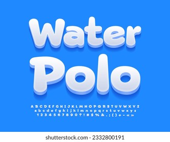 Vector activity icon Water Polo. Bold White 3D Font. Funny set of Alphabet Letters, Numbers and Symbols.