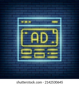 Vector ad, advertisement, media marketing neon sign. Vector illustration in neon style.