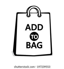 Vector add to bag icon. Illustration isolated on white background.