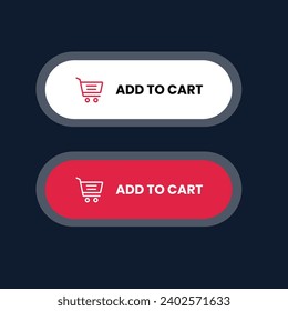 Vector add to cart buttons red and white with icon