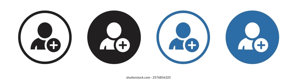 Vector Add User Icon In Circles Set. Add Contact Icon Set